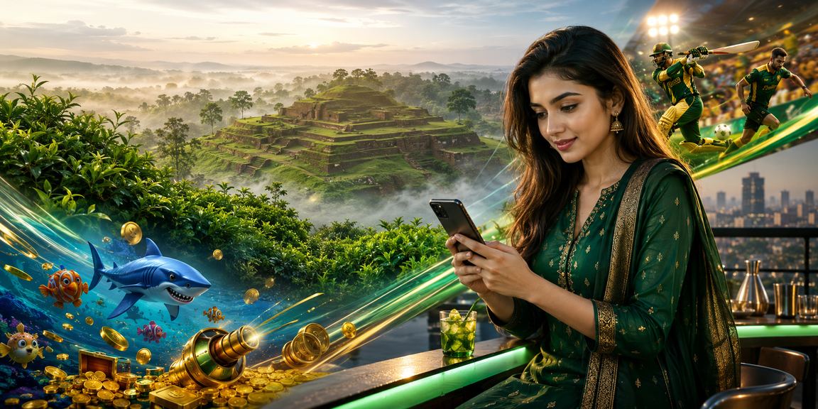 কুমিল্লার চা বাগানে ফিশিং গেম খেলার দৃশ্য